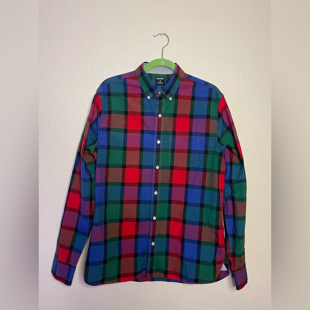 Bonobos Plaid Long Sleeve Button Down Dress Shirt Men’s Size Medium